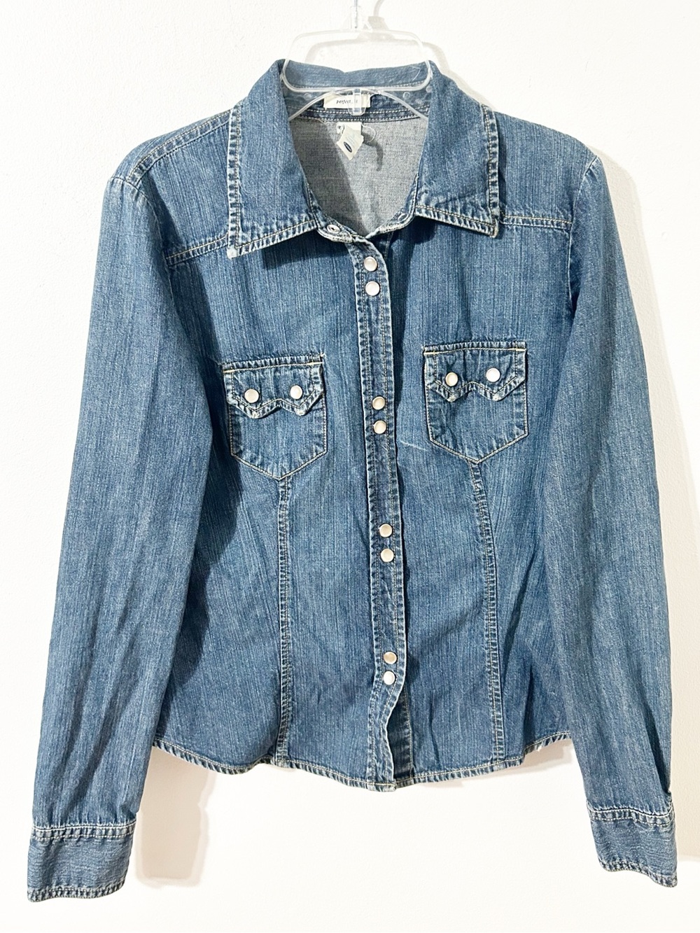 Vintage Y2K Old Navy Denim Western Shirt Women’s Small Pearl Snap Fall 2004